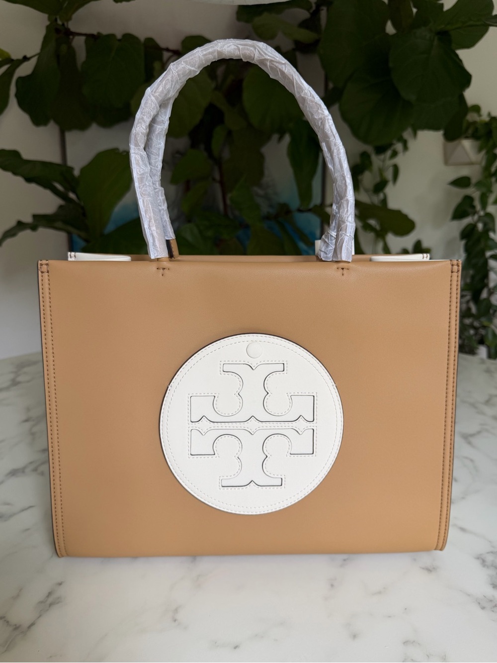 NWT Tory Burch Small Ella Bio Colorblock Tote Ginger Shortbread Mix w/ Crossbody